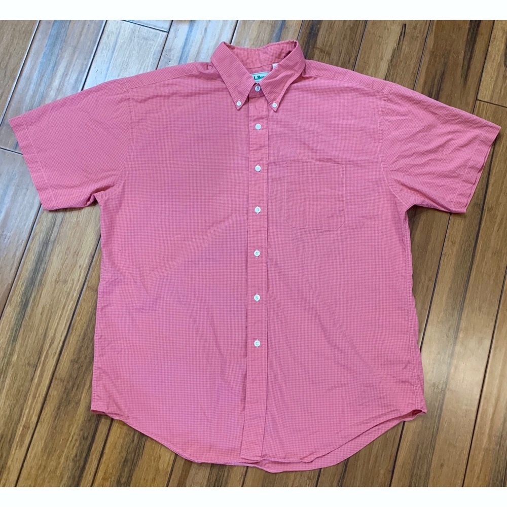 L.L. Bean Button Down Shirt Large Salmon Red